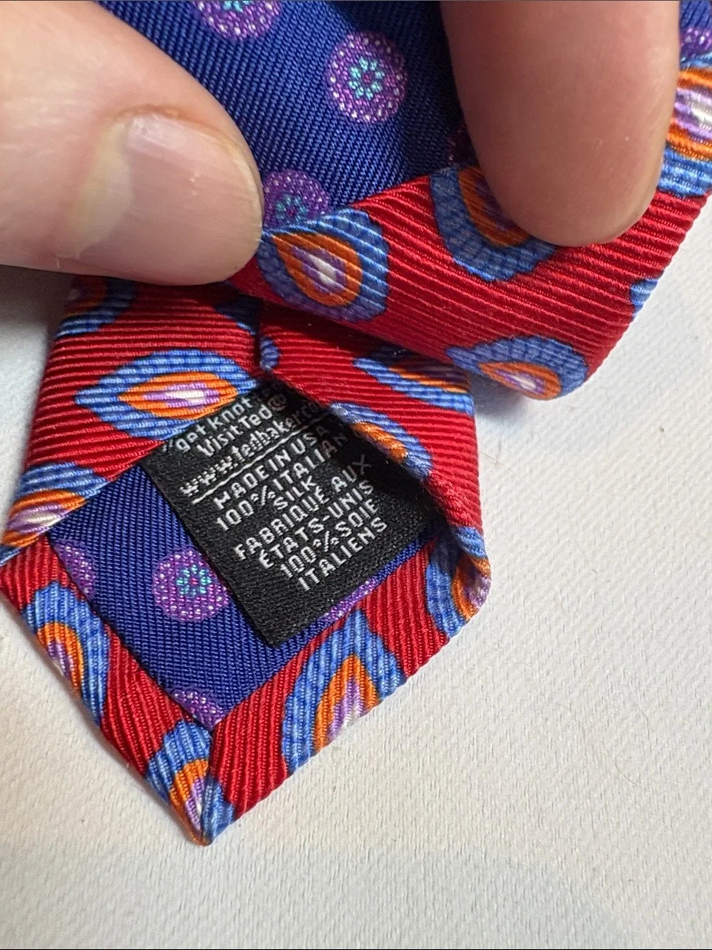 Ted Baker Red and Blue Patterned Silk Tie